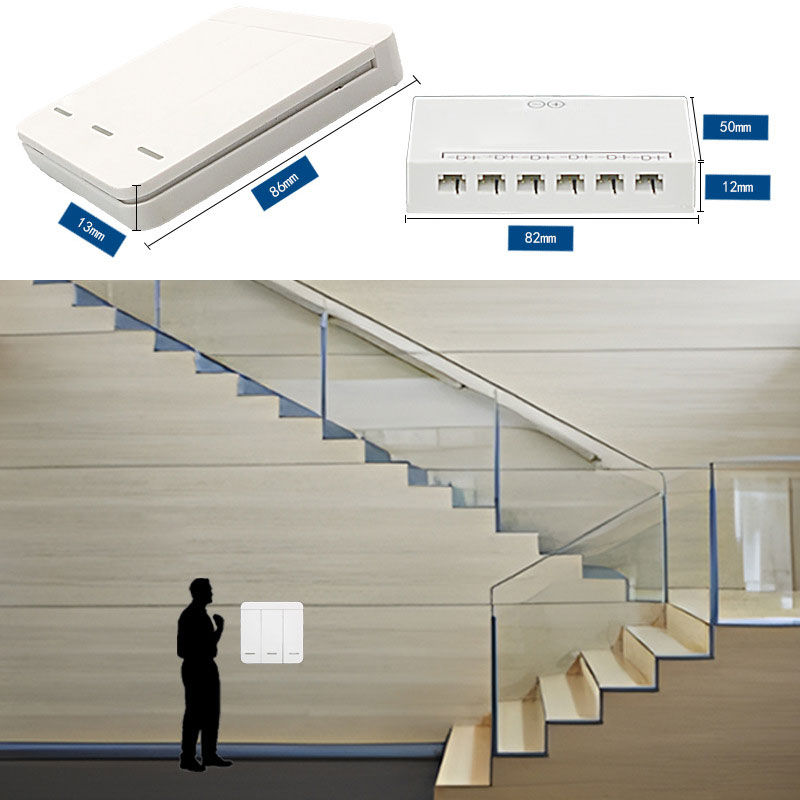 DC12-24V 6CH Bluetooth & Wireless Panel Running Water LED Stair Side Wall Strip Light Controller